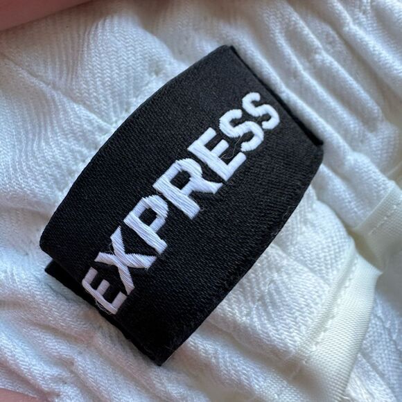 Express Super High Waisted Paperbag Shorts white linen blend size s small - Picture 2 of 7